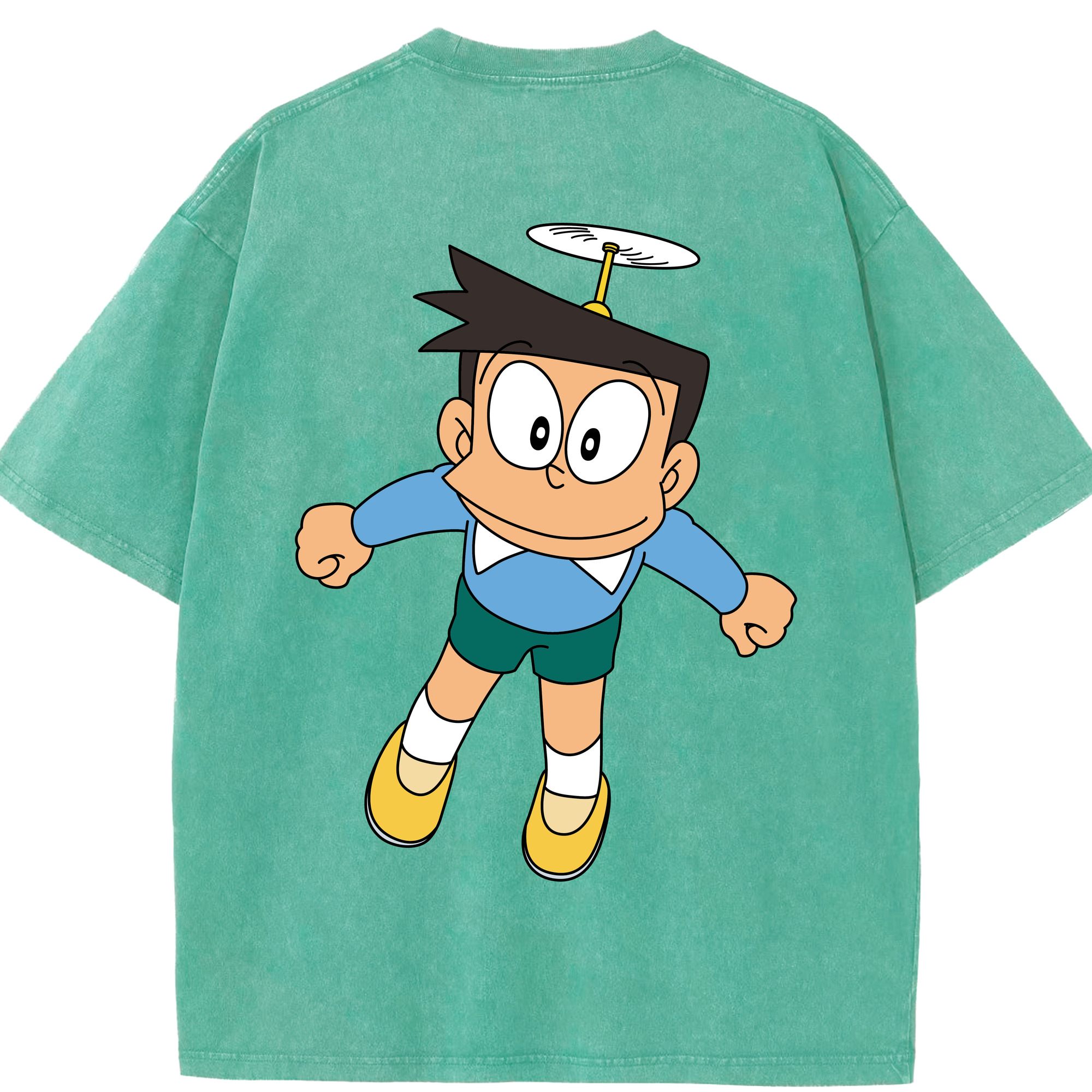 （画像用） ドラえもん 骨川 スネ夫 Doraemon Honekawa Suneo 綿100% ヴィンテージ風 半袖Tシャツ（背面プリント）
